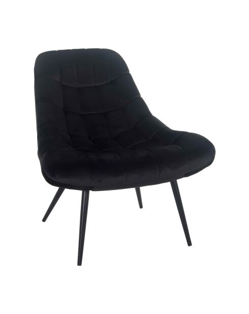 Fever - Fauteuil XXL velours noir métal noir - 76x85,6x85,6 cm