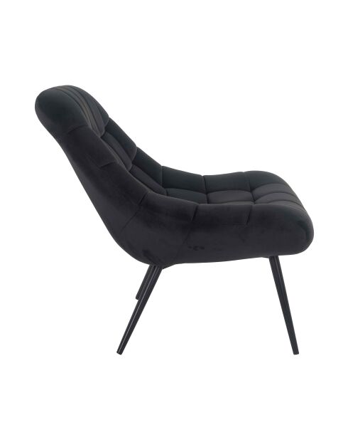 Fever - Fauteuil XXL velours noir métal noir - 76x85,6x85,6 cm