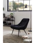 Fever - Fauteuil XXL velours noir métal noir - 76x85,6x85,6 cm