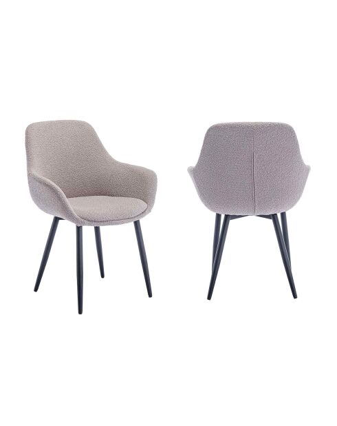 Fever - set van 2 fauteuils in taupe krulstof - 64x59x86 cm