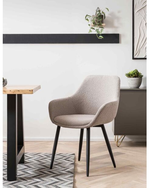 Fever - set van 2 fauteuils in taupe krulstof - 64x59x86 cm