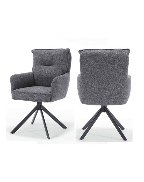 Fever - Fauteuil tissu structurel anthracite - 60x67x93 cm