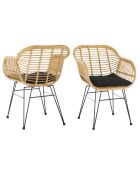 Fever - Lot de 2 fauteuils aspect rotin naturel - 56x59x80 cm