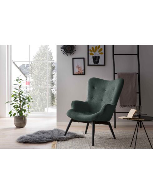 Fever - Poltrona in tessuto testurizzato verde pino - 80x99x92 cm