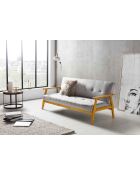 Fever - Canapé convertible tissu tressé gris clair - 190x85x81 cm