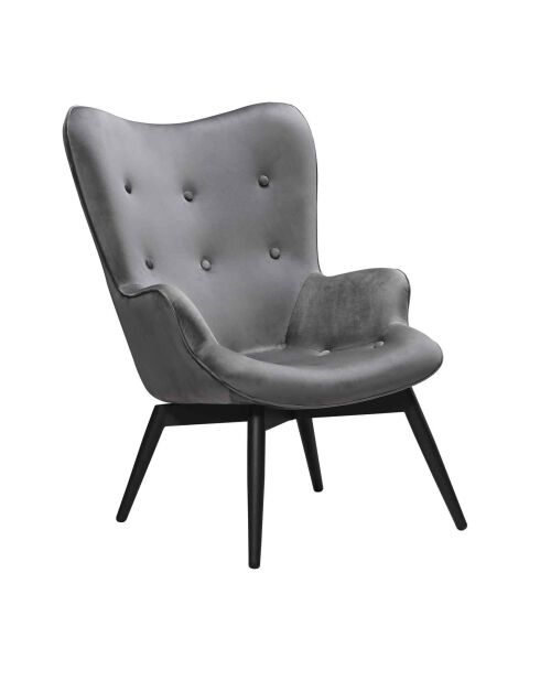 Fever - Fauteuil velours gris - 80x99x92 cm