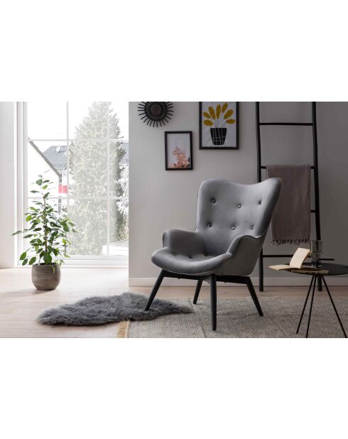 Fever - Fauteuil velours gris - 80x99x92 cm