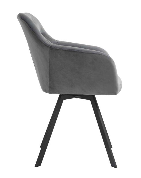 Fever - Fauteuil avec fonction pivotante à 360 °, gris/noir - 61x62x85 cm