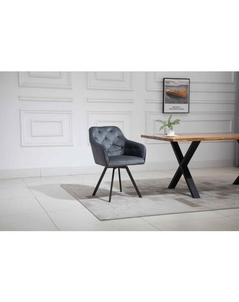 Fever - Fauteuil avec fonction pivotante à 360 °, gris/noir - 61x62x85 cm