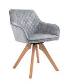 Fever - Fauteuil velours velours vintage, gris - 59x61x85 cm