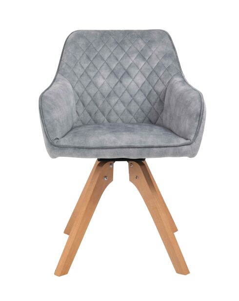 Fever - Fauteuil velours velours vintage, gris - 59x61x85 cm