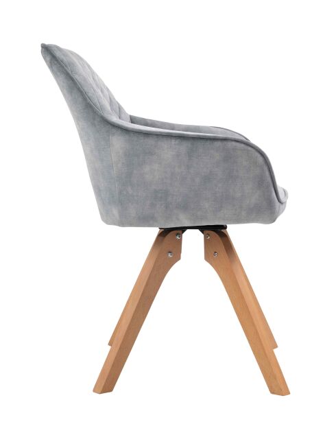 Fever - Fauteuil velours velours vintage, gris - 59x61x85 cm