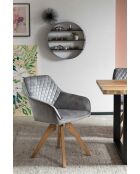 Fever - Fauteuil velours velours vintage, gris - 59x61x85 cm