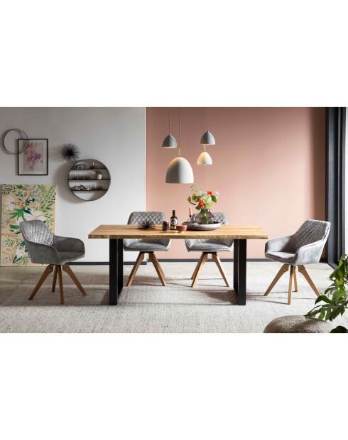 Fever - Fauteuil velours velours vintage, gris - 59x61x85 cm