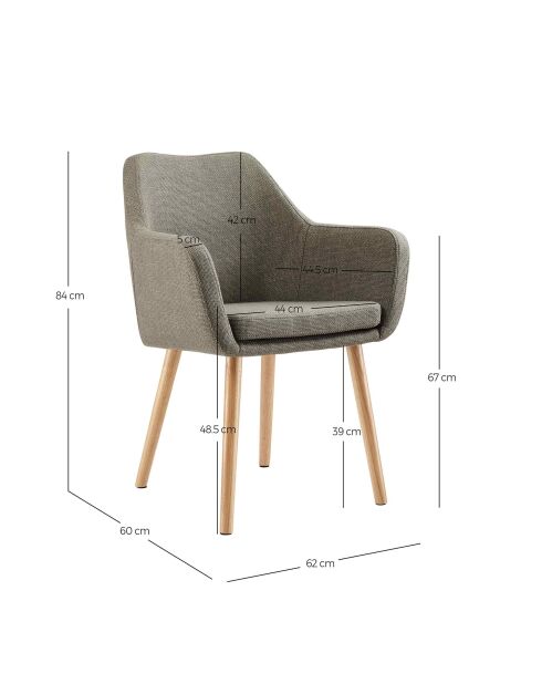 Fever - Sessel aus taupefarbenem Strukturstoff - 62x60x84 cm