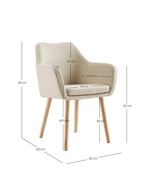 Fever - Fauteuil tissu structurel beige - 62x60x84 cm