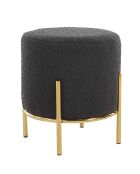 Fever - Pouf rembourré tissu bouclé anthracite - D.35 cm