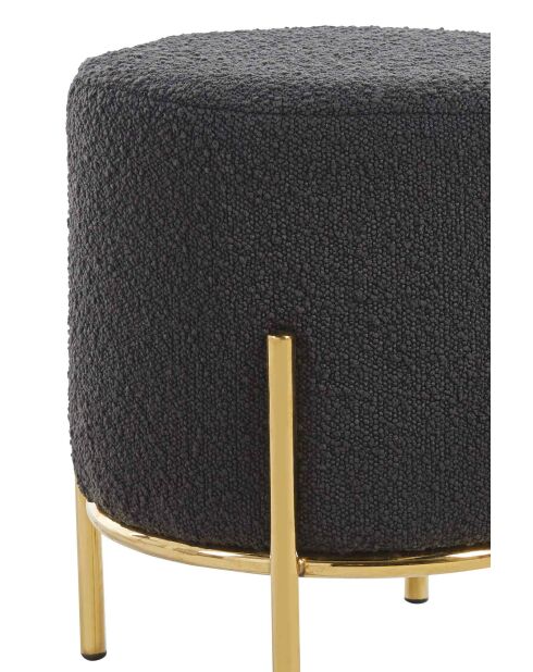 Fever - Pouf rembourré tissu bouclé anthracite - D.35 cm