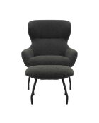 Fever - Set aus Sessel und Hocker Teddy aus anthrazitfarbenem Fell - 79x82x103 cm