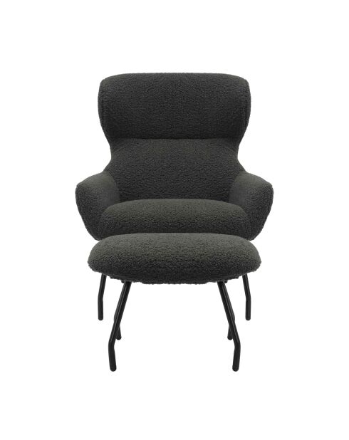 Fever - Set aus Sessel und Hocker Teddy aus anthrazitfarbenem Fell - 79x82x103 cm