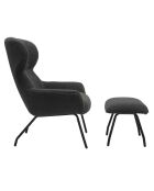 Fever - Set aus Sessel und Hocker Teddy aus anthrazitfarbenem Fell - 79x82x103 cm