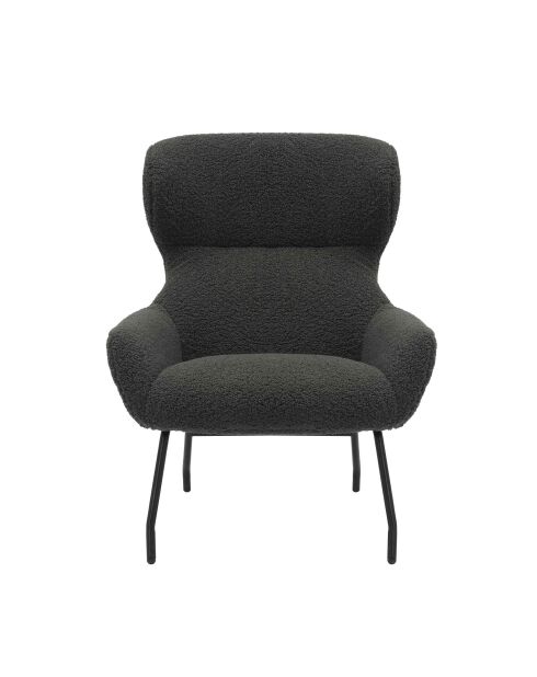 Fever - Set aus Sessel und Hocker Teddy aus anthrazitfarbenem Fell - 79x82x103 cm