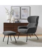 Fever - Set aus Sessel und Hocker Teddy aus anthrazitfarbenem Fell - 79x82x103 cm