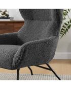 Fever - Set aus Sessel und Hocker Teddy aus anthrazitfarbenem Fell - 79x82x103 cm