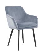 Fever - Chaise de salle à manger velours gris clair/noir - 61x60x85 cm