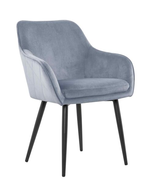 Fever - Chaise de salle à manger velours gris clair/noir - 61x60x85 cm