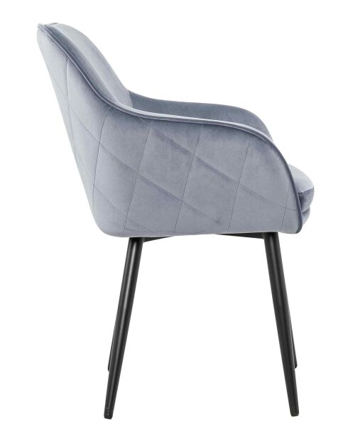 Fever - Chaise de salle à manger velours gris clair/noir - 61x60x85 cm