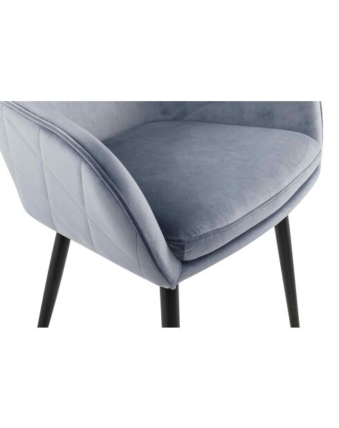 Fever - Chaise de salle à manger velours gris clair/noir - 61x60x85 cm
