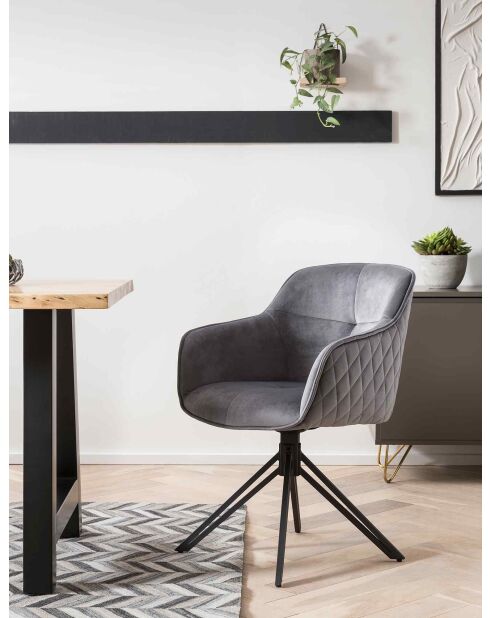 Fever - Fauteuil matelassé nid d'abeille, gris - 59x60x83 cm