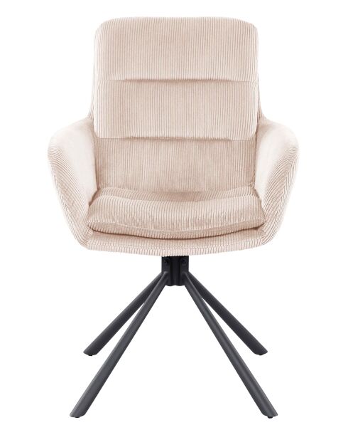 Fever - Poltrona beige effetto velluto a coste - 60x64x89 cm