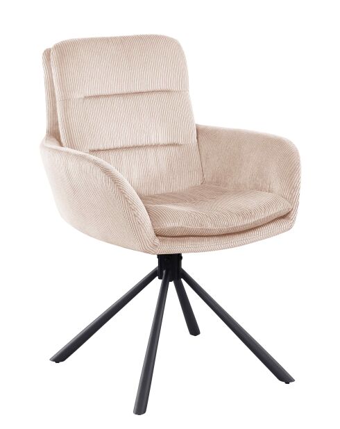 Fever - Poltrona beige effetto velluto a coste - 60x64x89 cm