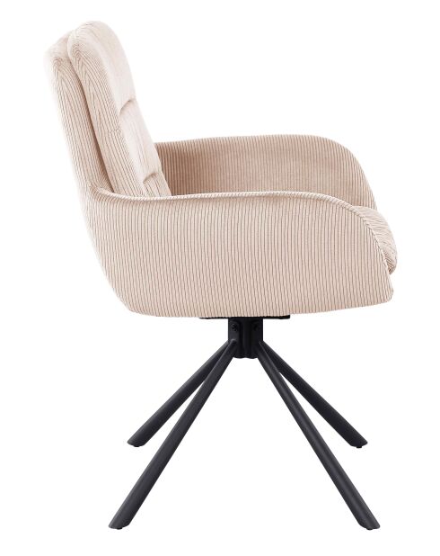 Fever - Poltrona beige effetto velluto a coste - 60x64x89 cm