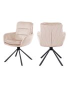 Fever - Poltrona beige effetto velluto a coste - 60x64x89 cm