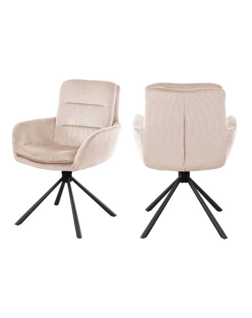 Fever - Poltrona beige effetto velluto a coste - 60x64x89 cm