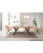 Fever - Poltrona beige effetto velluto a coste - 60x64x89 cm