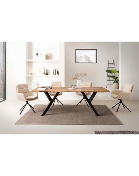 Fever - Poltrona beige effetto velluto a coste - 60x64x89 cm