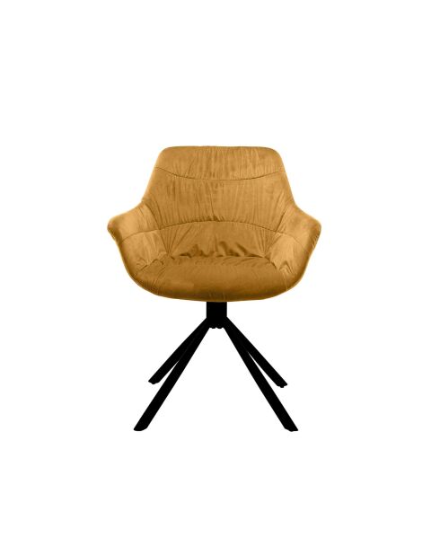 Fever - Poltrona trapuntata a nido d'ape in velluto giallo senape - 64x63x82 cm