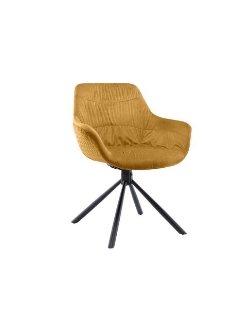 Fever - Poltrona trapuntata a nido d'ape in velluto giallo senape - 64x63x82 cm