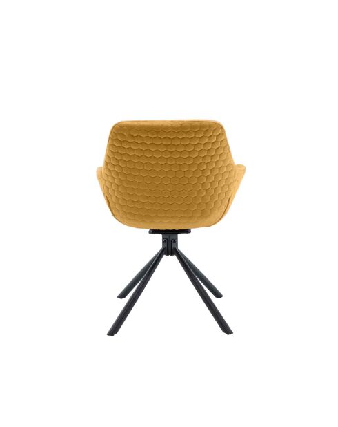 Fever - Poltrona trapuntata a nido d'ape in velluto giallo senape - 64x63x82 cm