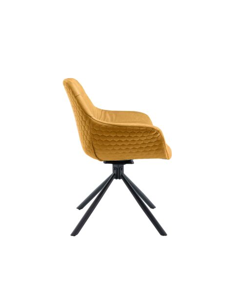 Fever - Poltrona trapuntata a nido d'ape in velluto giallo senape - 64x63x82 cm