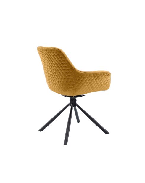 Fever - Poltrona trapuntata a nido d'ape in velluto giallo senape - 64x63x82 cm