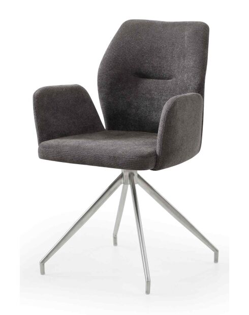 Fever - Fauteuil avec fonction pivotante à 180 °, gris foncé argenté - 60x62x89 cm