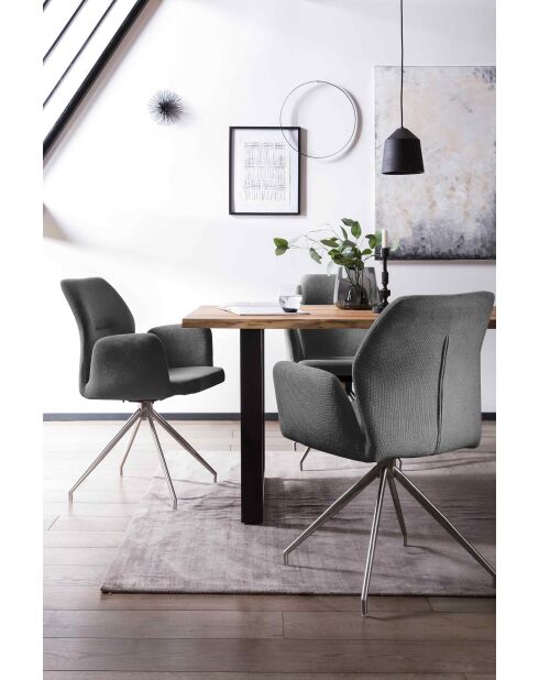 Fever - Fauteuil avec fonction pivotante à 180 °, gris foncé argenté - 60x62x89 cm