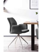 Fever - Fauteuil avec fonction pivotante à 180 °, gris foncé argenté - 60x62x89 cm