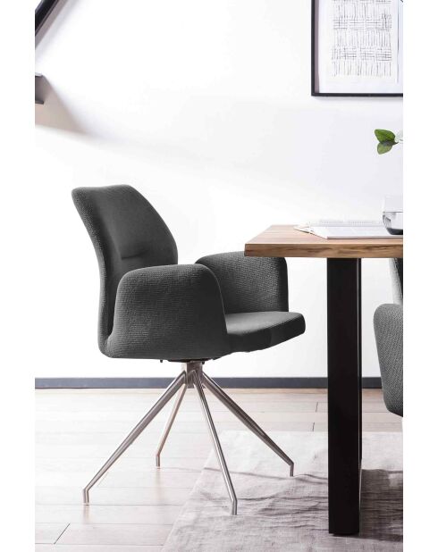 Fever - Fauteuil avec fonction pivotante à 180 °, gris foncé argenté - 60x62x89 cm