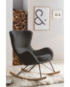 Fever - Rocking chair teddy fourrure gris - 75x102x106 cm